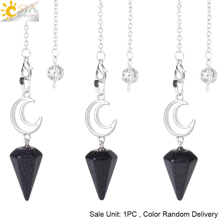 Spiritural Crystal Pendulum for Divination Esoterism Healing Moon Natural Stone Cone Pendant Pink Quartz Pendulo Radiesthesia S9