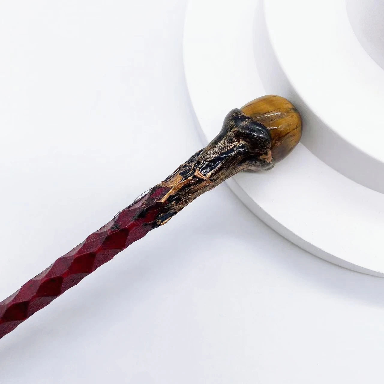 19CM Natural Crystal Stones Magic Wand Witch Amethyst Tiger Eye Stone Labradorite Red Agate Home Decoration Witchcraft Gift