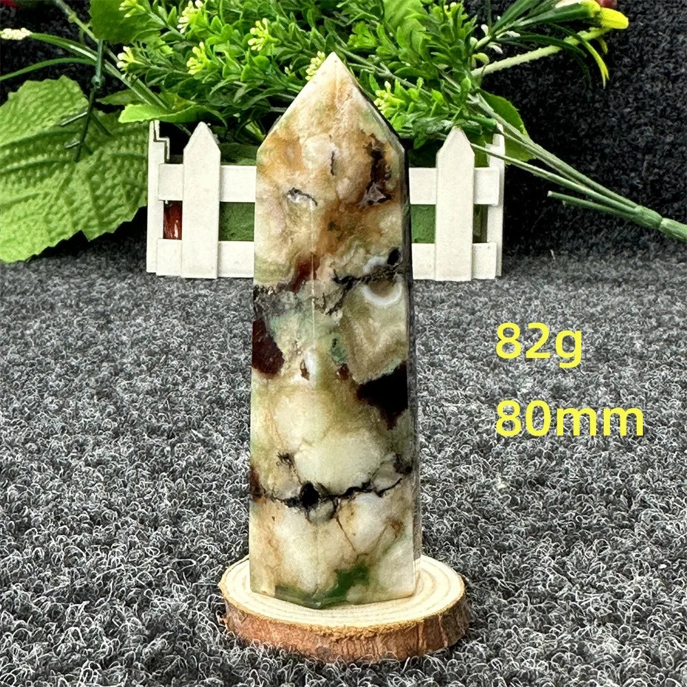 Natural Green Cherry Blossom Agate Crystal Energy Wand, Healing Reiki, spiritual, Feng Shui, prayer Witchcraft, Home Decoration