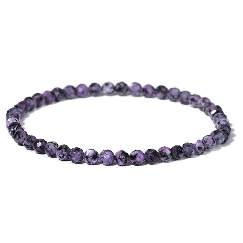 Minimalist Healing 4mm Tiny crystal stone Beads Bracelets Unisex Natural Charoite Obsidian lapis lazuli Zircon Elastic bracelets