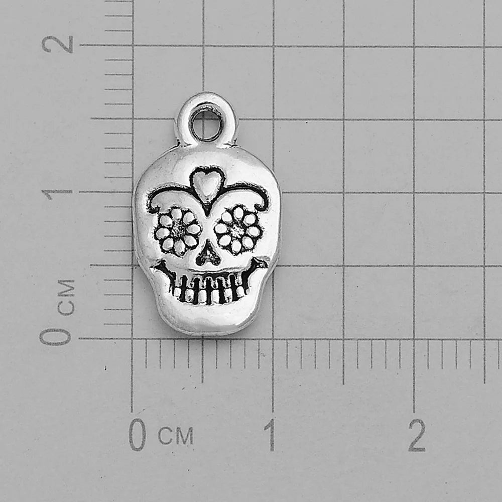 30pcs/lot Antique Witch Wizard Skull Spider Web Bat Boo Charms Halloween Pendant For Diy Jewelry Making Supplies Accessories