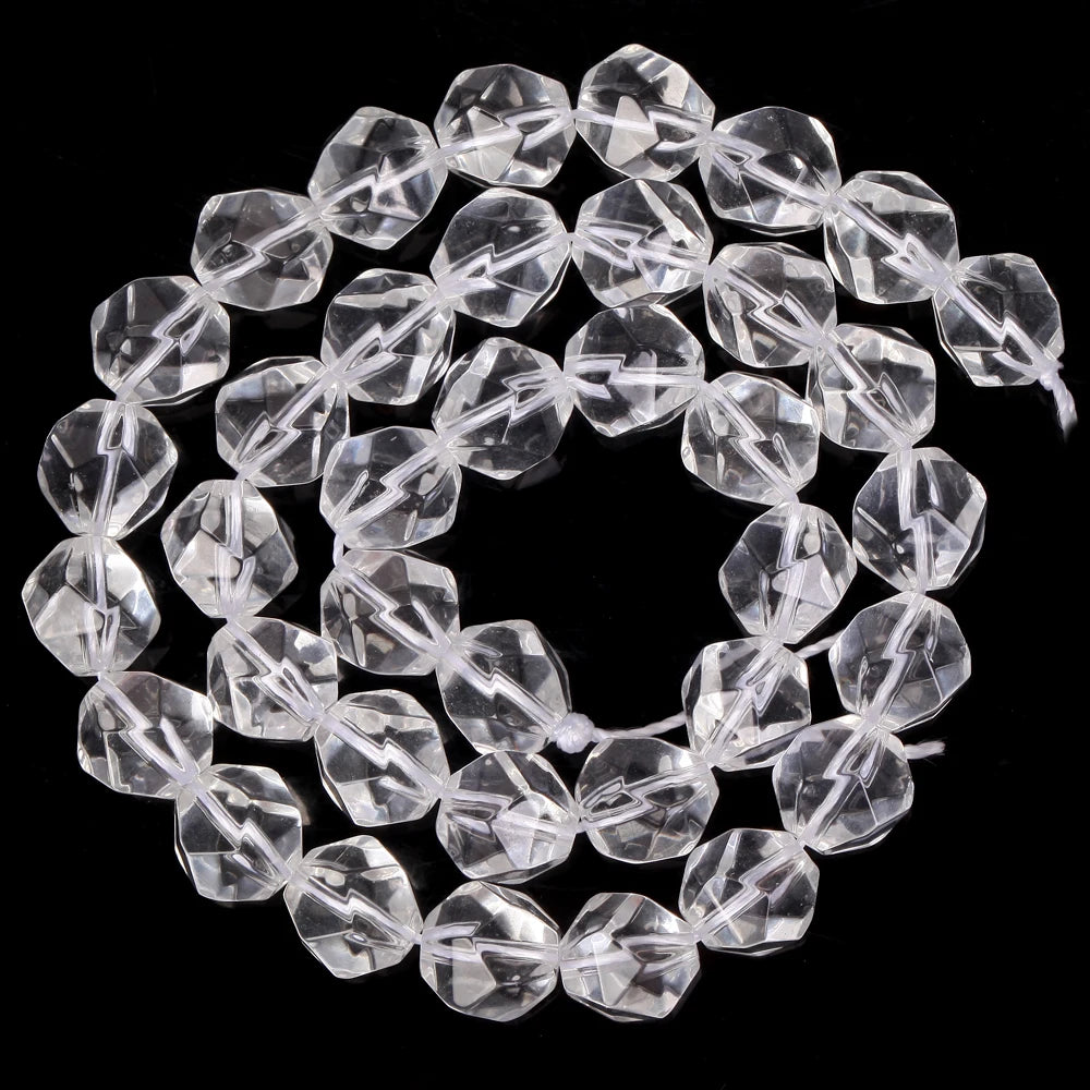 Natural Stone White Crystals Round Faceted Irregular Loose Spacer Beads For Jewelry DIY Bracelet Necklace Making Accessories