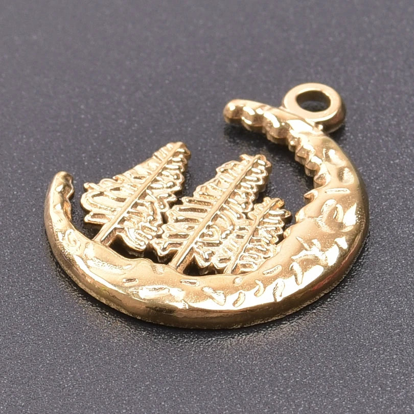 5pcs/Lot New Moon Charm No Fade Stainless Steel Pendants Charms In Bulk DIY Jewelry Making Supplies Witch Knot Star Accessories