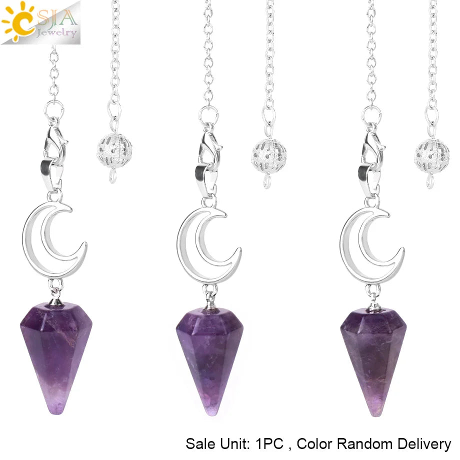Spiritural Crystal Pendulum for Divination Esoterism Healing Moon Natural Stone Cone Pendant Pink Quartz Pendulo Radiesthesia S9