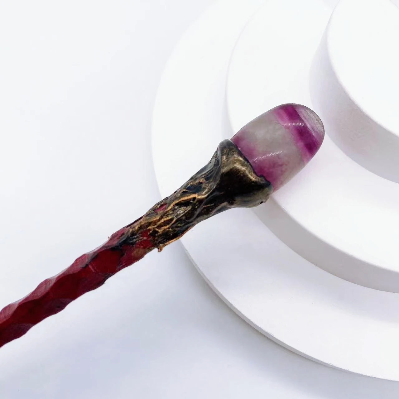 19CM Natural Crystal Stones Magic Wand Witch Amethyst Tiger Eye Stone Labradorite Red Agate Home Decoration Witchcraft Gift