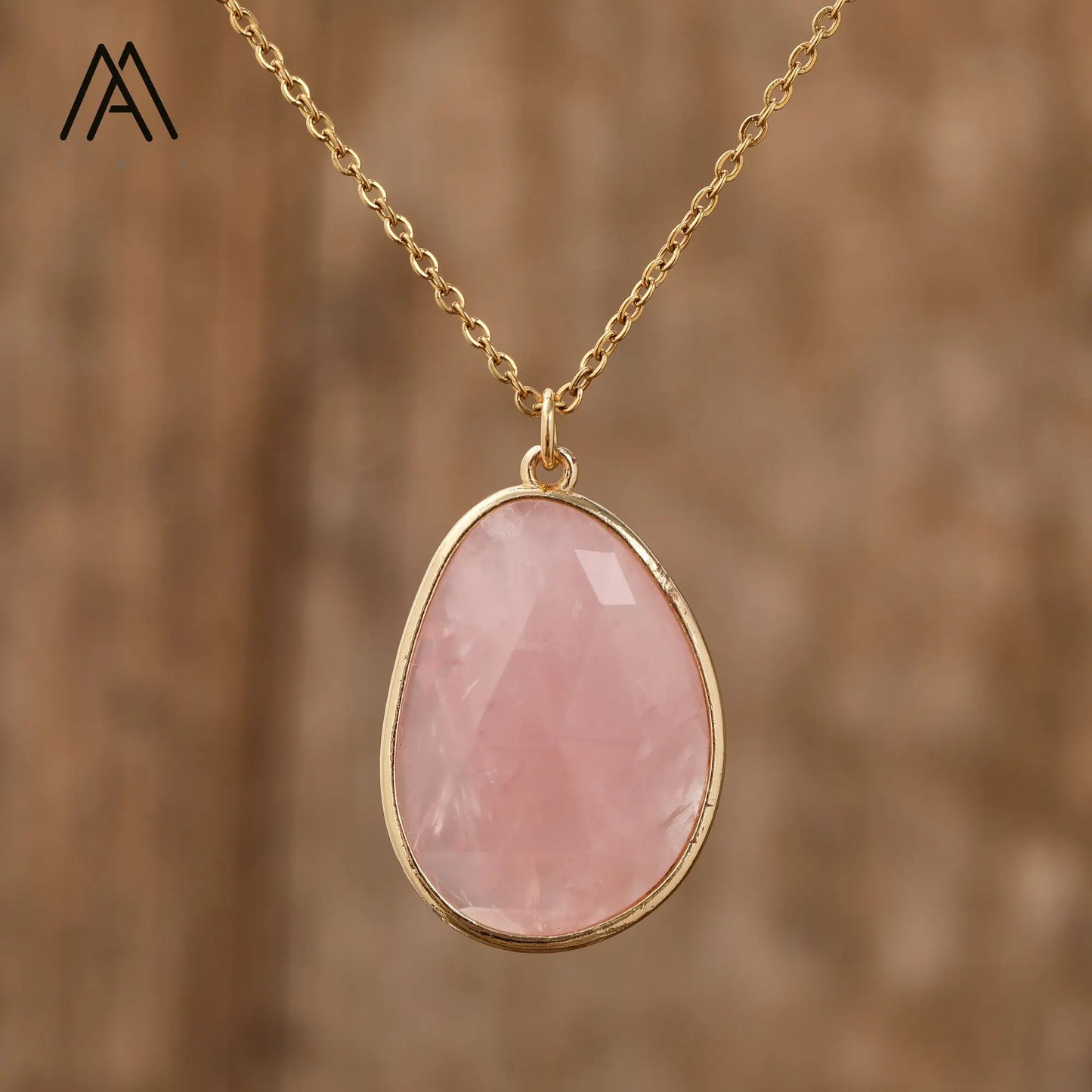 Classic Natural Gemstone Labradorite Amethyst Rose Quartz Healing Crystal Necklace Pendant Chokers Gift to Lady Women