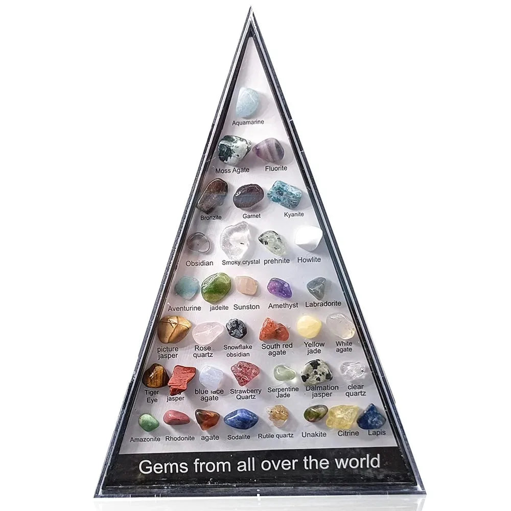 36 PCS/Box Natural Healing Crystals Mineral Specimens Irregular Tumbled Stones Rock Collection Box For Kids Research Teaching