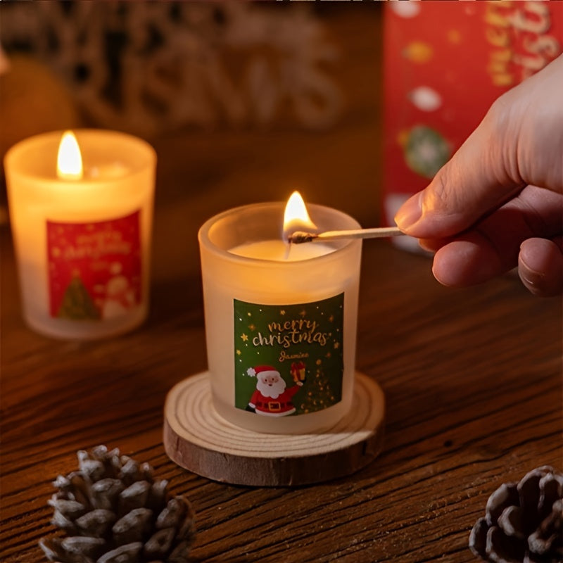 6-Pack Christmas Candles, Scented Soy Wax Aromatherapy Jar Candles, Round with Sparkle, Single Wick, for Home Decor, Bath, Yoga, Perfect Christmas Thanksgiving Gift for Men & Women