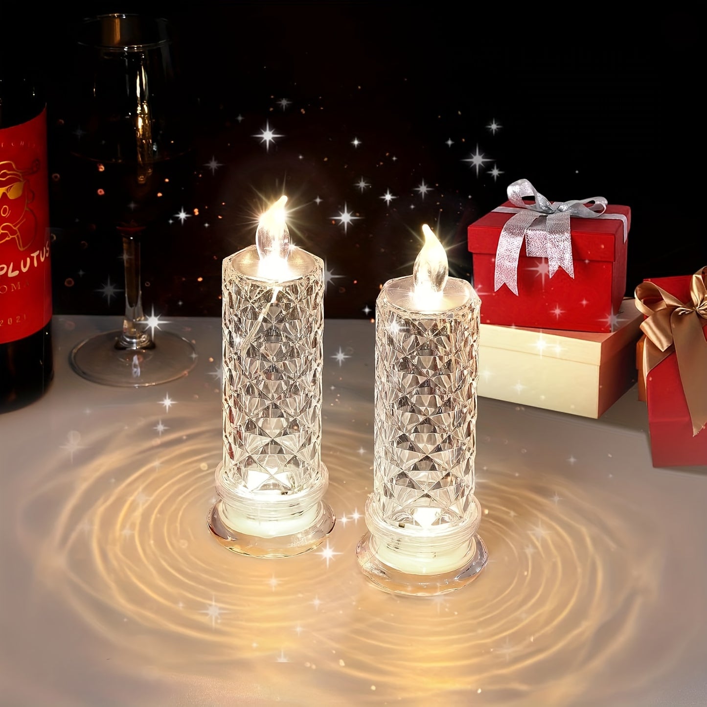 3pcsLED Flameless Candles, 1.8in*4.3in, Romantic Flameless Candle Propose for Valentine's Day, Including Battery, Perfect for Family Gathering, Candlelight Dinner, Valentine's Day, Wedding, Birthday, Bedroom Decoration, Holid