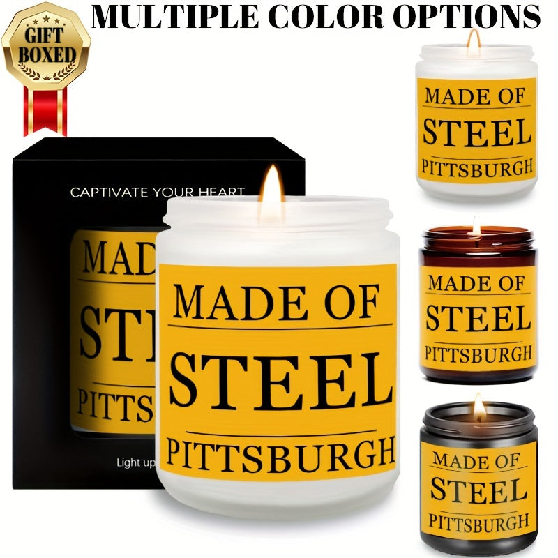 Themed Candles, Smells Like A Steelers Win, Gift for Dad, Gift for Son, Pittsburgh Gift, Pittsburgh Themed Candle, Gift for Him-1Pc Lavender Candle Ideal for Home Aromatherapy & Meditation