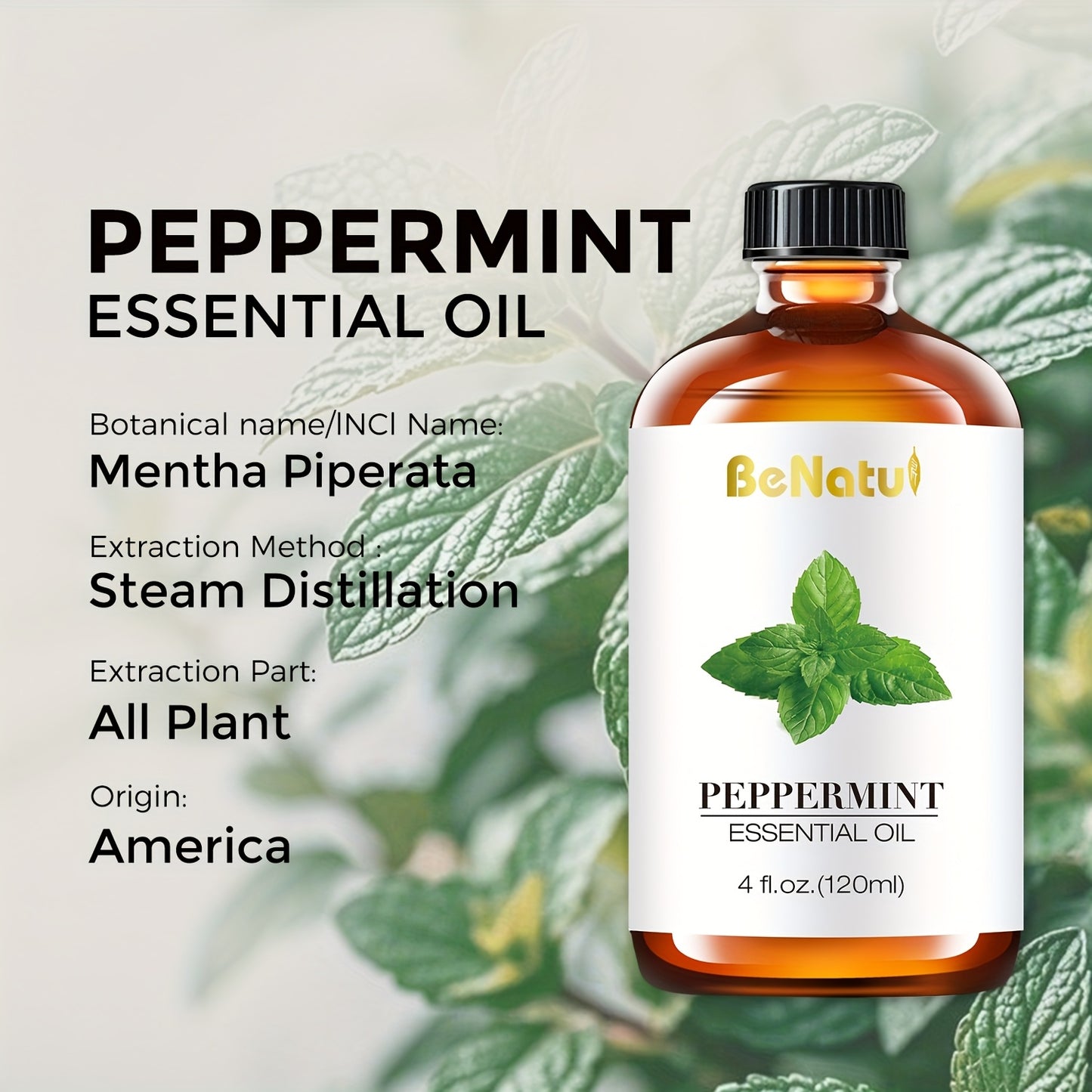 Peppermint Essential Oil, BeNatu Holiday Gift Recommendation, Gift Surprises, Home Diffuser - 2.03oz/4.06oz Essential Oils Of Various Specifications, Making Soap And Candles - Essential Oil Diffuser - For Your Beloved Ones -