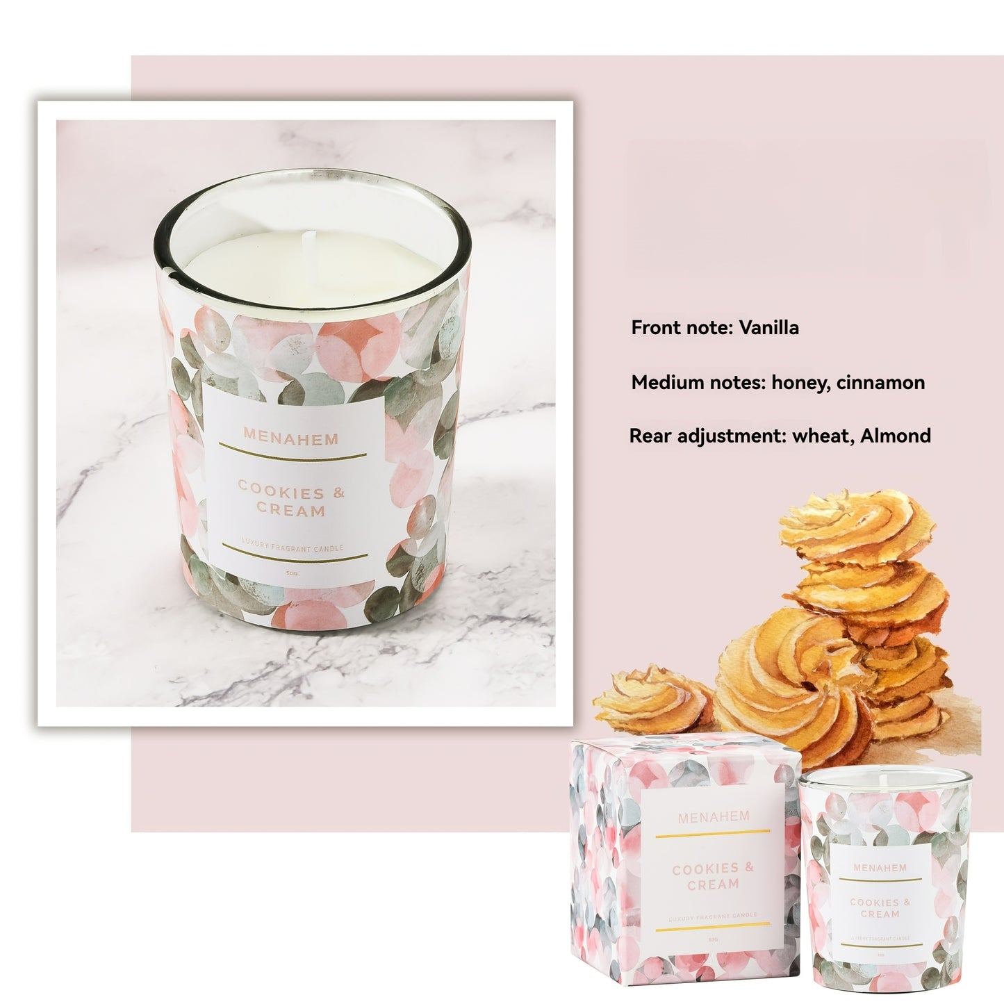 2pcs 2025 New Creative Flower Series Candles - Smokeless Soy Wax, 12+ Hour Burn Time, Floral & Fruit Scented Glass Jar Candles for Home Decor, Christmas, Valentine’s Day, Birthdays & Holidays