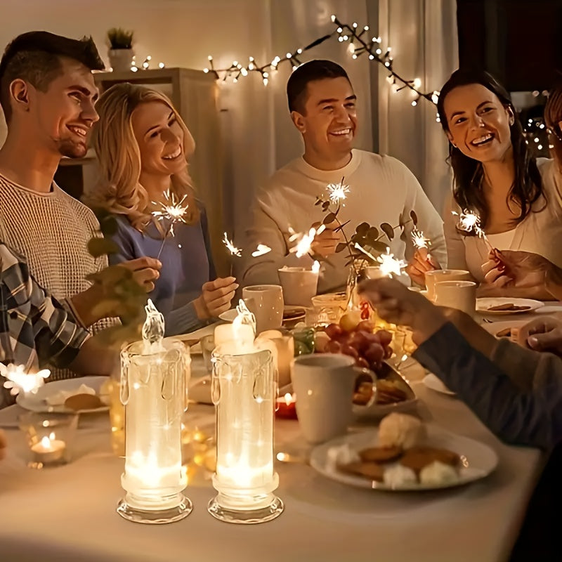 3pcs LED Flameless Candles, Crevice Pillar Candles, Battery Included, Perfect For Home Party Candlelight Dinner Valentine's Day Wedding Birthday Bedroom Decoration Halloween Christmas Gift