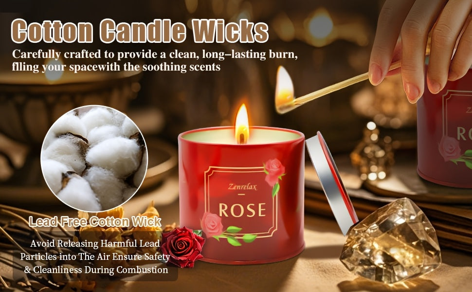 Scented Candles Gift Sets For Women, 4 Pack Natural Soy Candles For Home Scented, Rose Jar Candle, Gift For Mother'S Day, Birthday, Valentine's, Anniversary