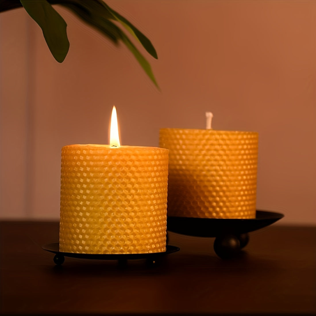 1.97*1.97inch cm rolled unscented beeswax candles, pillar candles 4/6/8pcs set, pastoral style, suitable for weddings, parties, dinners, Christmas and home decoration, yellow