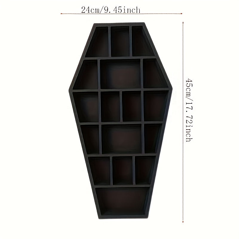 1pc Coffin Shaped Floating Shelves, Gothic Decorative Coffin Crystal Holder, Wooden Display Rack, For Plants, Crystal, Figure, Scented Candles, For Home Room Living Room Office Decor, For Valentine's Day New Year Easter Party