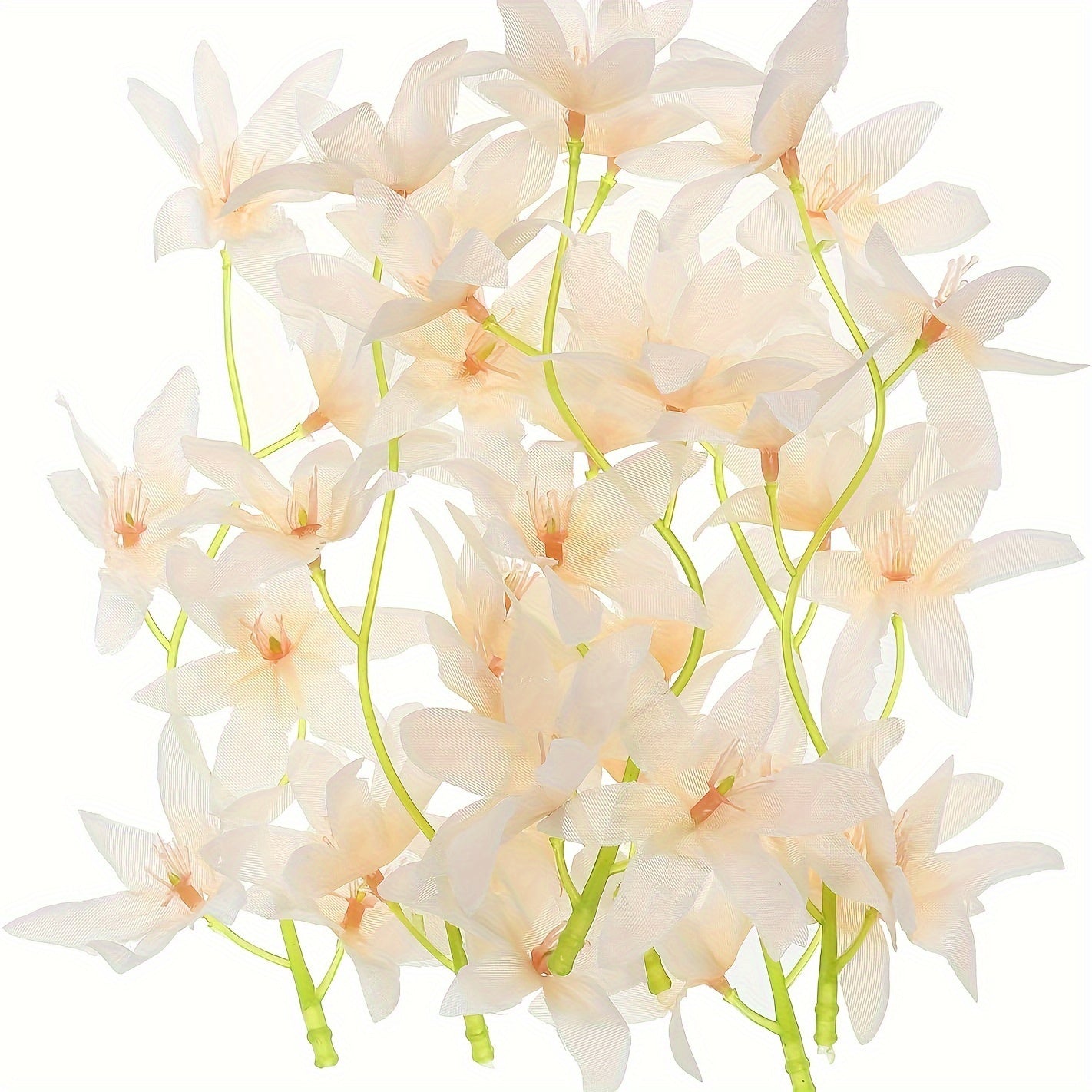 48 Pcs 7 Inch Artificial Orchid Flowers, Pink, Floating Candles Simulation Flower Cylinder Vase Fillers for Home Wedding Decoration