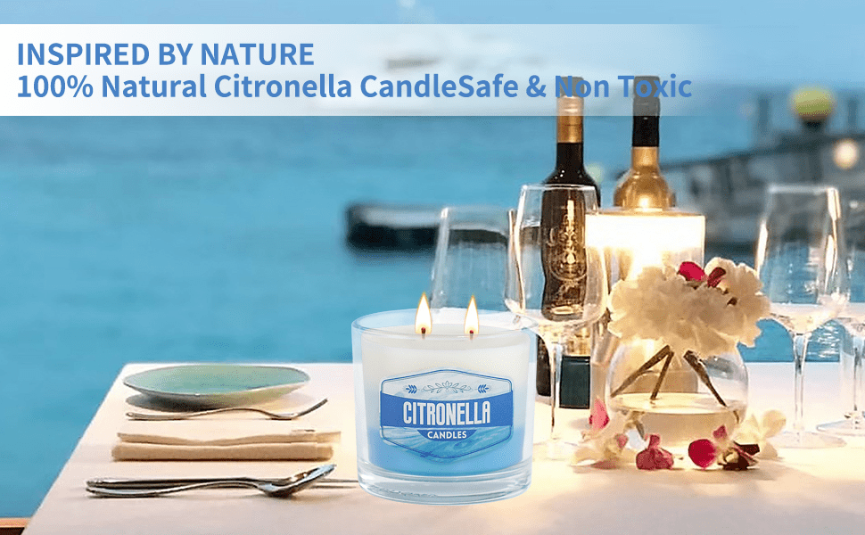 6 Pack Citronella Candles Outdoor, Large Citronella Candle , 60 Oz Fresh Citronella Soy Candle for Home, 450H Long Burn Outside Jar Candles for Yard Garden Balcony Camping Summer