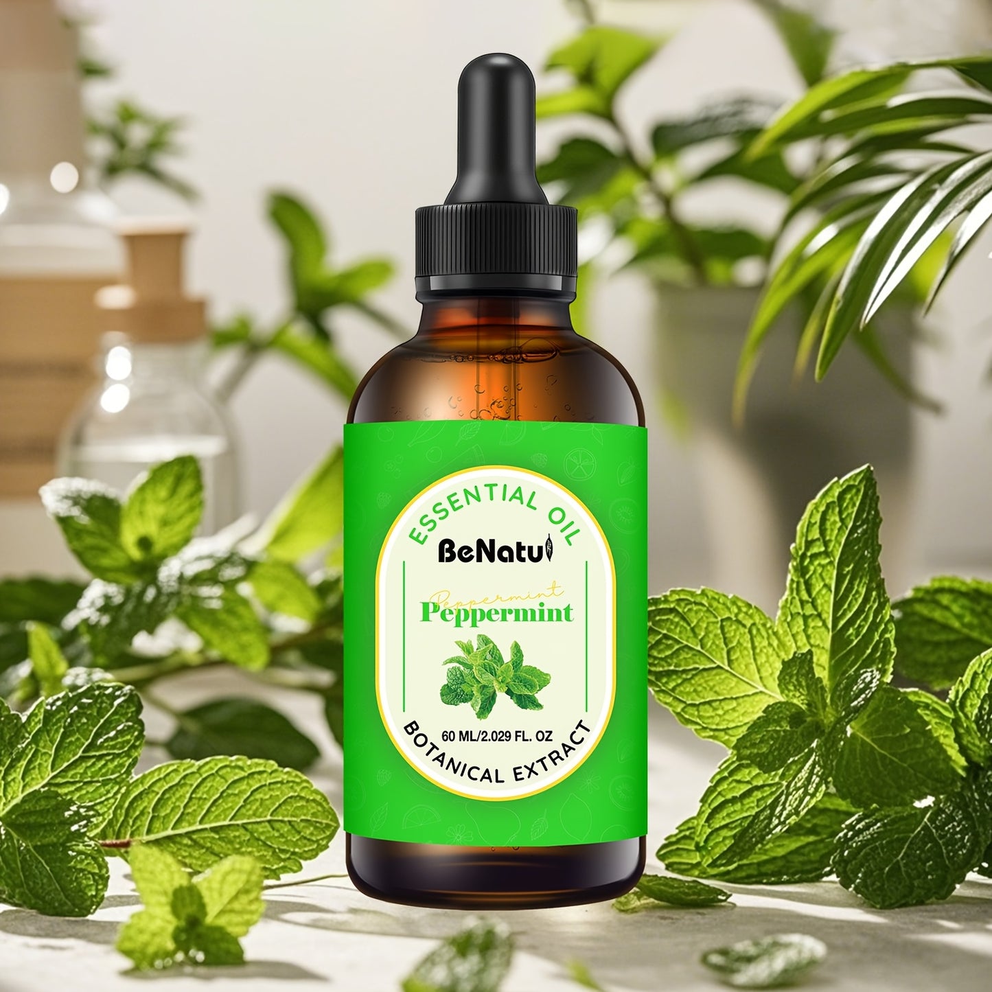 Peppermint Essential Oil, BeNatu Holiday Gift Recommendation, Gift Surprises, Home Diffuser - 2.03oz/4.06oz Essential Oils Of Various Specifications, Making Soap And Candles - Essential Oil Diffuser - For Your Beloved Ones -