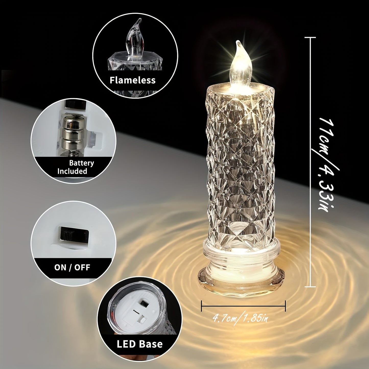 3pcsLED Flameless Candles, 1.8in*4.3in, Romantic Flameless Candle Propose for Valentine's Day, Including Battery, Perfect for Family Gathering, Candlelight Dinner, Valentine's Day, Wedding, Birthday, Bedroom Decoration, Holid