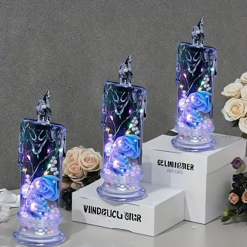 8 Pack Glowing Flameless Candles, Simulated Electronic Candle Lights, Romantic Lighted Candles, Perfect for Family Gatherings, Candlelight Dinners, Weddings, Birthdays, Bedroom Decorations, Halloween And Christmas Gifts, Part