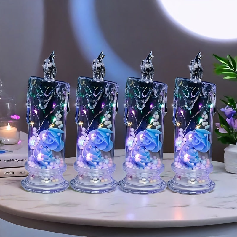 8 Pack Glowing Flameless Candles, Simulated Electronic Candle Lights, Romantic Lighted Candles, Perfect for Family Gatherings, Candlelight Dinners, Weddings, Birthdays, Bedroom Decorations, Halloween And Christmas Gifts, Part