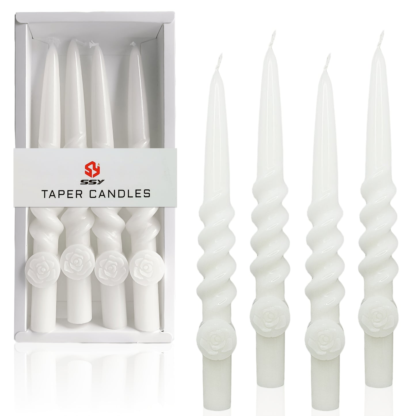 4pcs SSY Glitter Flower Carved Taper Candles, Unscented Paraffin Wax, Single-Wick, for Indoor & Outdoor Use, Perfect for Christmas, Halloween, Easter, Hanukkah, Thanksgiving, Valentine'S Day, Seasonal Celebrations & Universal