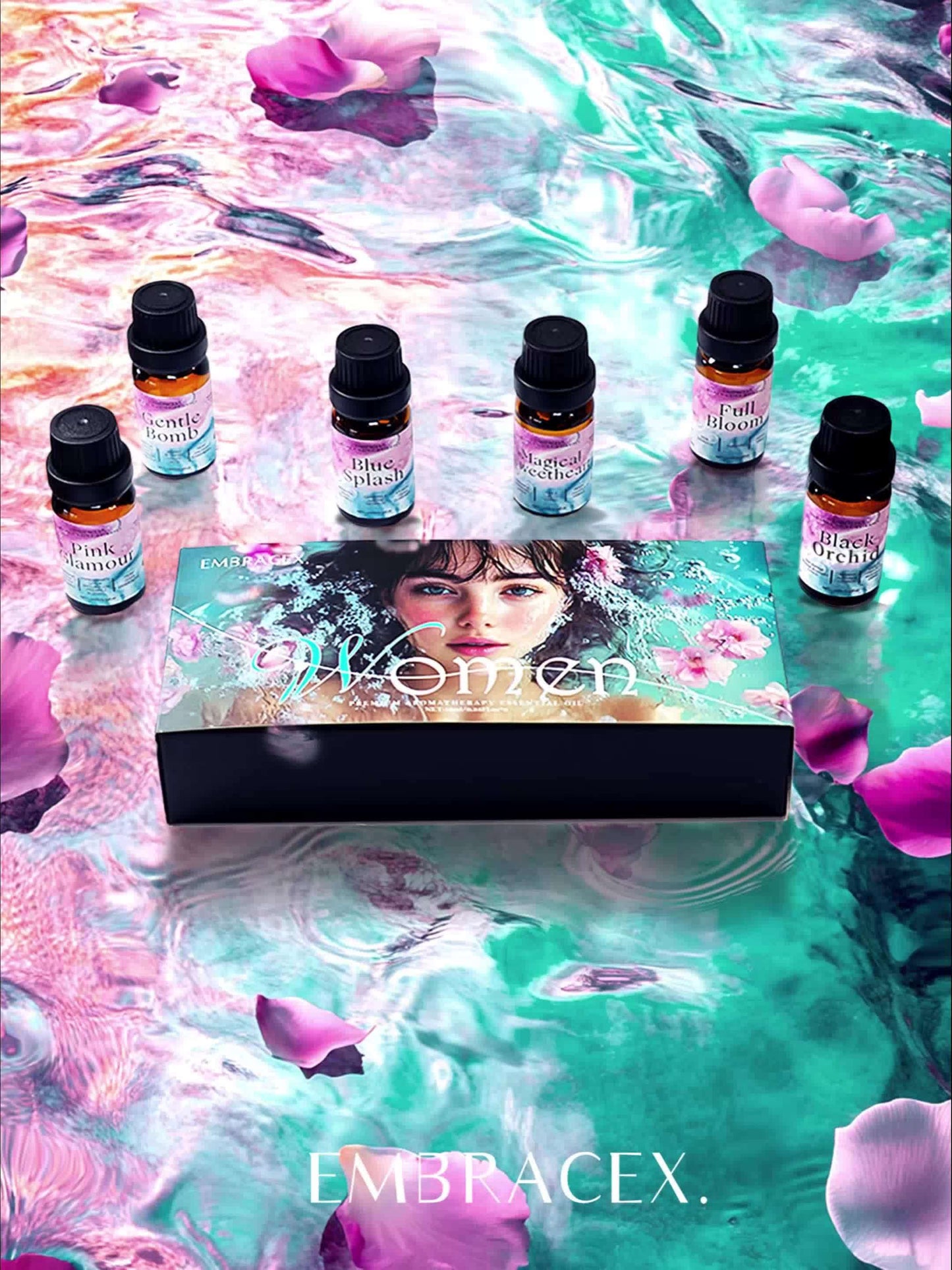 6pcs/1Set Essential Oil Gift Box for Women, Suitable for Home Decor, Fragrance Room Sprays, DIY Scented Candles, Household Air Fresheners, And Aroma Diffusers - Blue Splash, Magical Sweetheart, Pink Glamour, Gentle Bomb, Blac