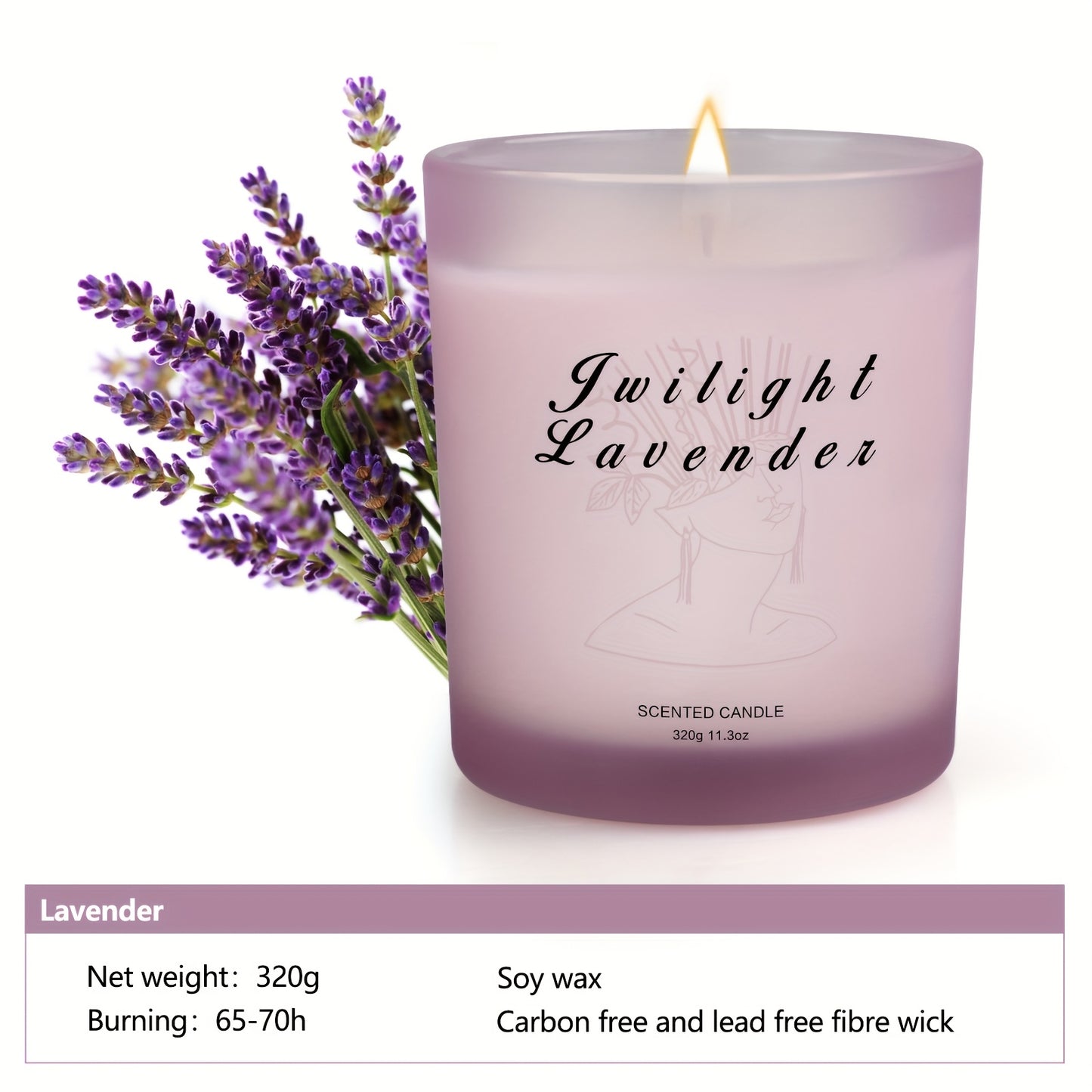 11.3 oz Up to 70 Hours Burn Natural Soy Wax Aromatherapy Candles for Home Scented (Lavender)