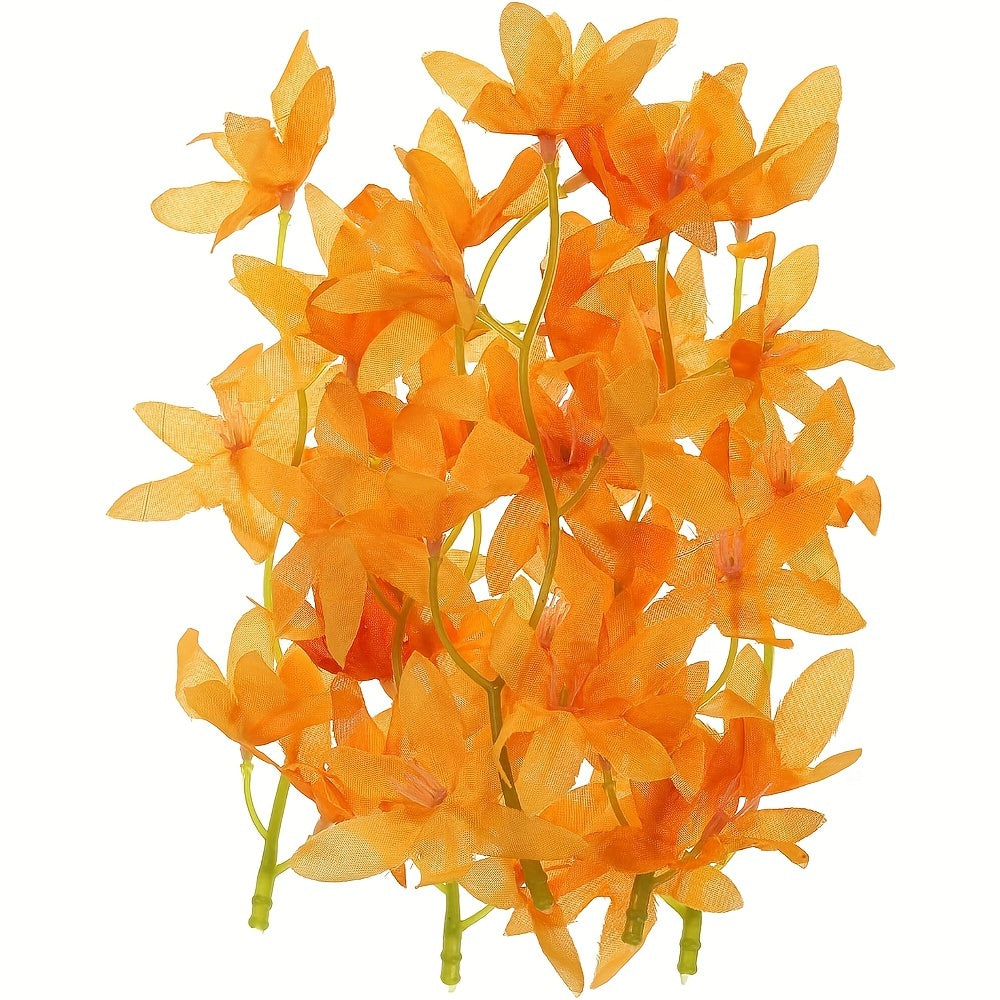 48 Pcs 7 Inch Artificial Orchid Flowers, Pink, Floating Candles Simulation Flower Cylinder Vase Fillers for Home Wedding Decoration