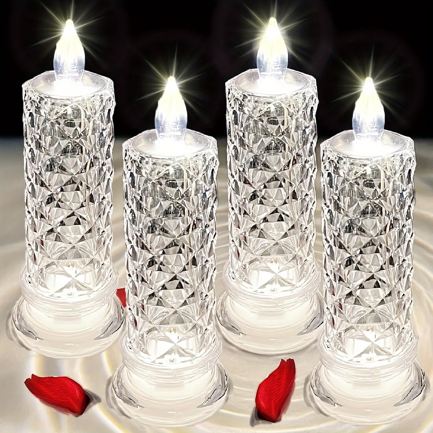 3pcsLED Flameless Candles, 1.8in*4.3in, Romantic Flameless Candle Propose for Valentine's Day, Including Battery, Perfect for Family Gathering, Candlelight Dinner, Valentine's Day, Wedding, Birthday, Bedroom Decoration, Holid