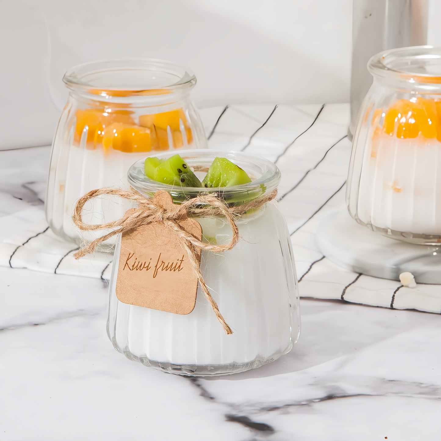 BlingFun 4pcs Mason Jar Candle Making Kit with Lids, Labels, Wicks & Dispenser - High Temp Resistant Glass Pudding Containers for DIY Candles, Home Decor & Gifts, Blingfun