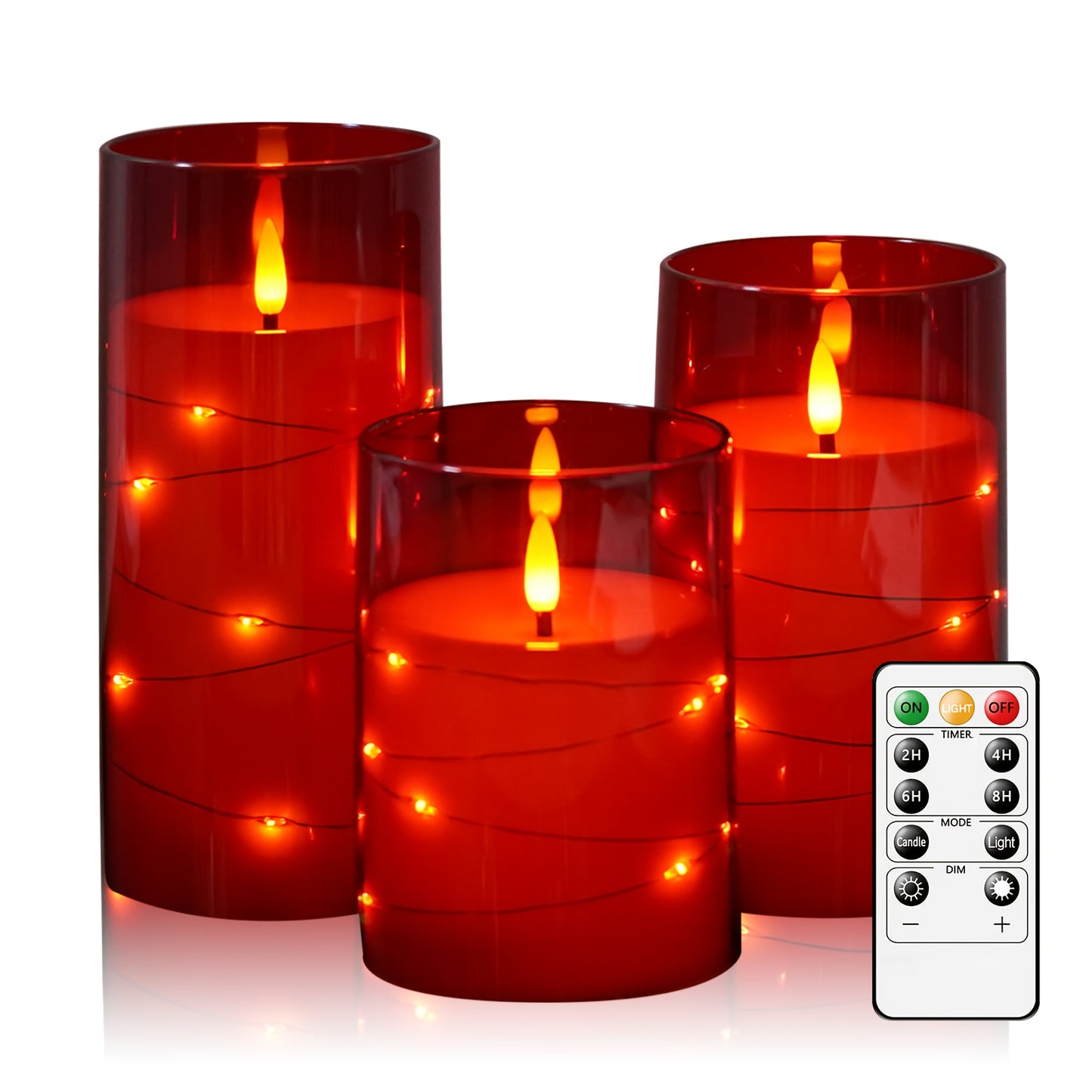 EEBUSS Flameless Candle With Embedded Star String, 3 Battery-Powered Candles (D3×H4"5"6), Flashing LED Candle With Remote Control And Timer. Ideal For Christmas Decorations, Parties, Family Gatherings