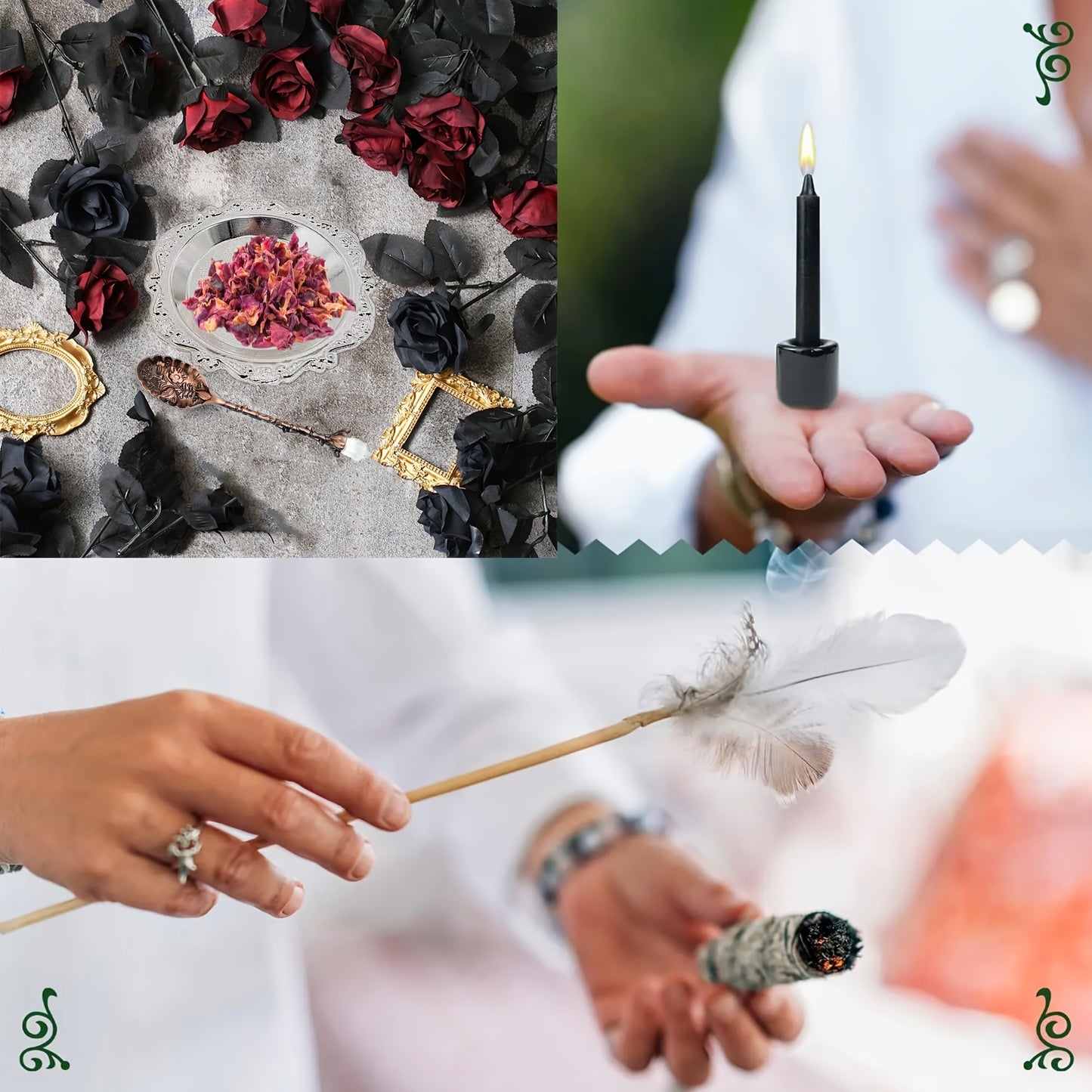 Witchcraft Supplies Wiccan Tools for Beginners - 62 Set Witchy Gifts Starter Kit Box - Crystals for Witchcraft Spell Jars Candles - Spiritual Altar Witch Stuff for Pagan Gothic Room Decor