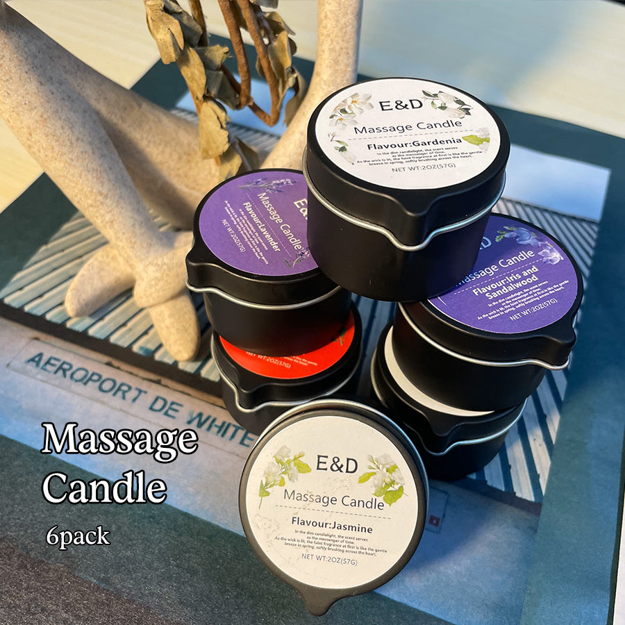 6pcs Natural Scented Soy Wax Massage Candles (Total 6oz/170g - Each 1oz) | Essential Oil Melts into Warm Massage Oil | Handcrafted for Nail Salons & Spas - Luxury Gift for Christmas, Valentine’s Day & Mother’s Day