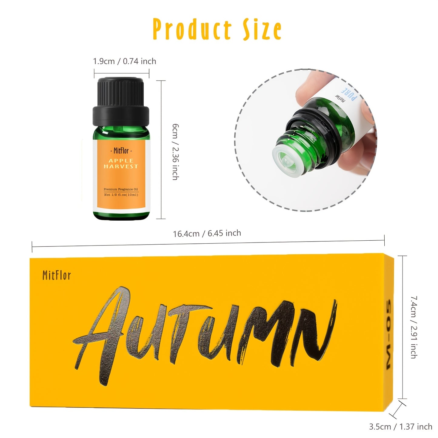 6x0.34oz Autumn Essential Oils for Diffusers for Home, MitFlor Fragrance Oils Set, 6 Fall Scents, Natural Aromatherapy Oils, for Candles Making, for Humidifiers