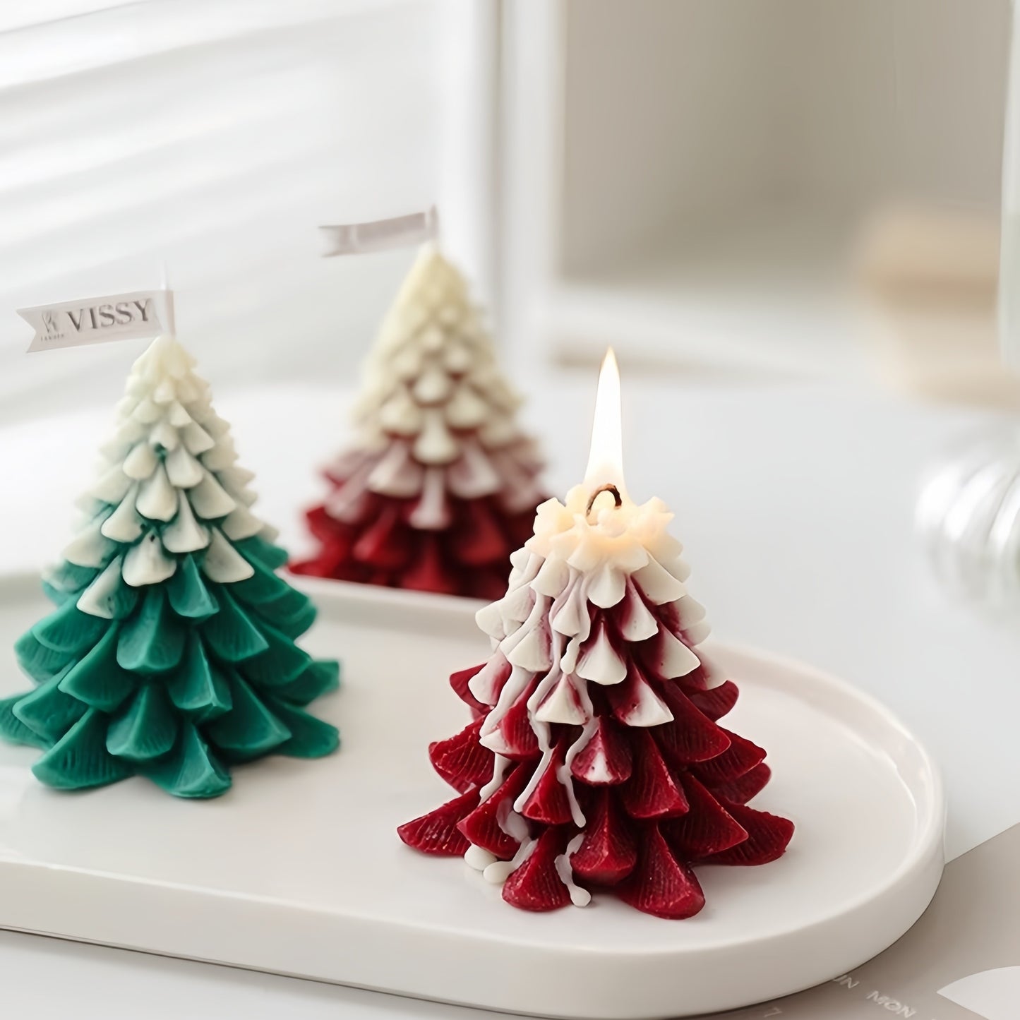 BlingFun 2pcs Christmas Tree Scented Candles - Perfect for Holiday Decor, Parties & Gifts, Soy Wax Blend, Christmas Decor