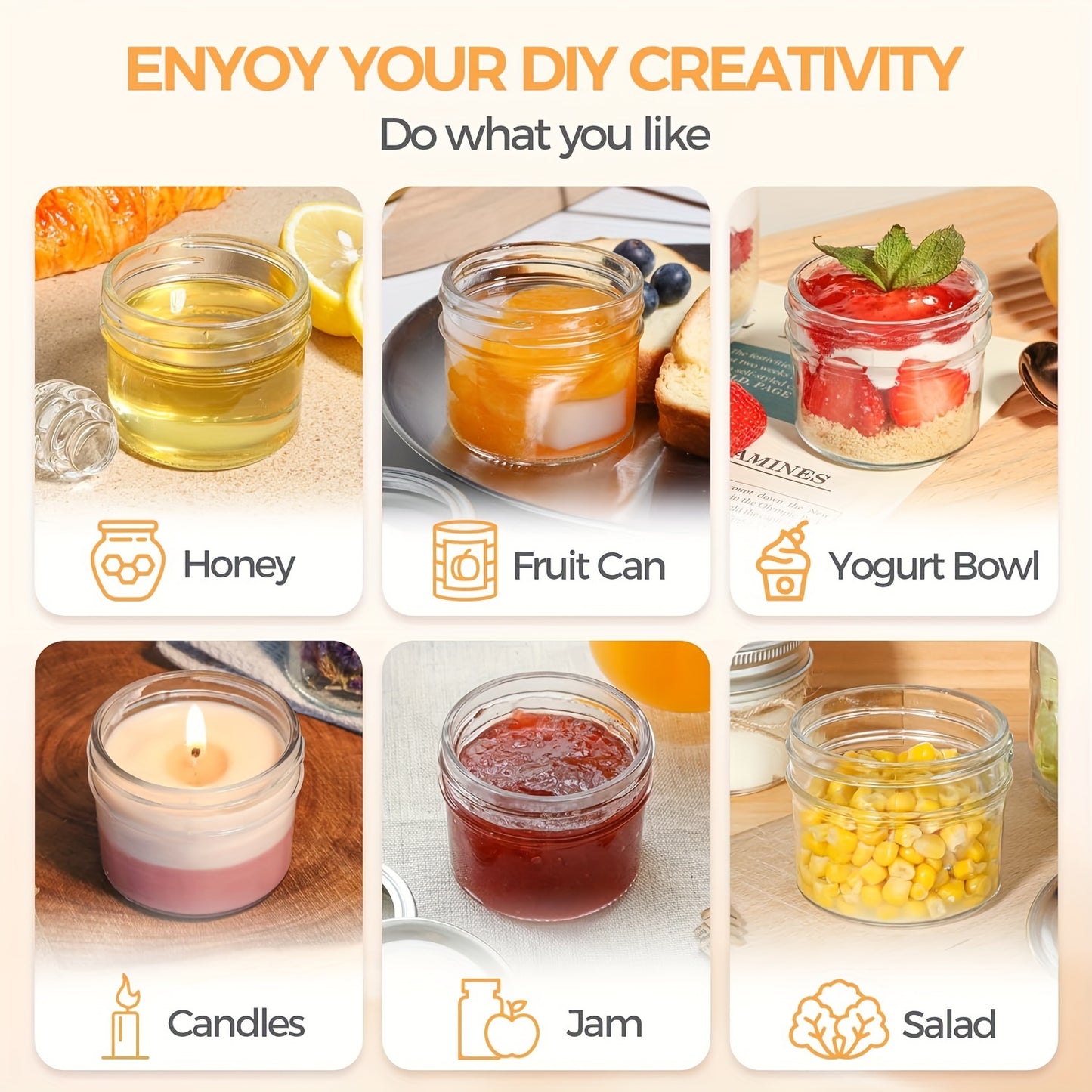 20-Pack 3.38oz Mini Mason Jars with Lids, Reusable Glass Jars with Interchangeable Locking Lids for Honey, Candles, DIY Crafts, Multipurpose Round Containers, Dishwasher Safe, No Electricity Needed