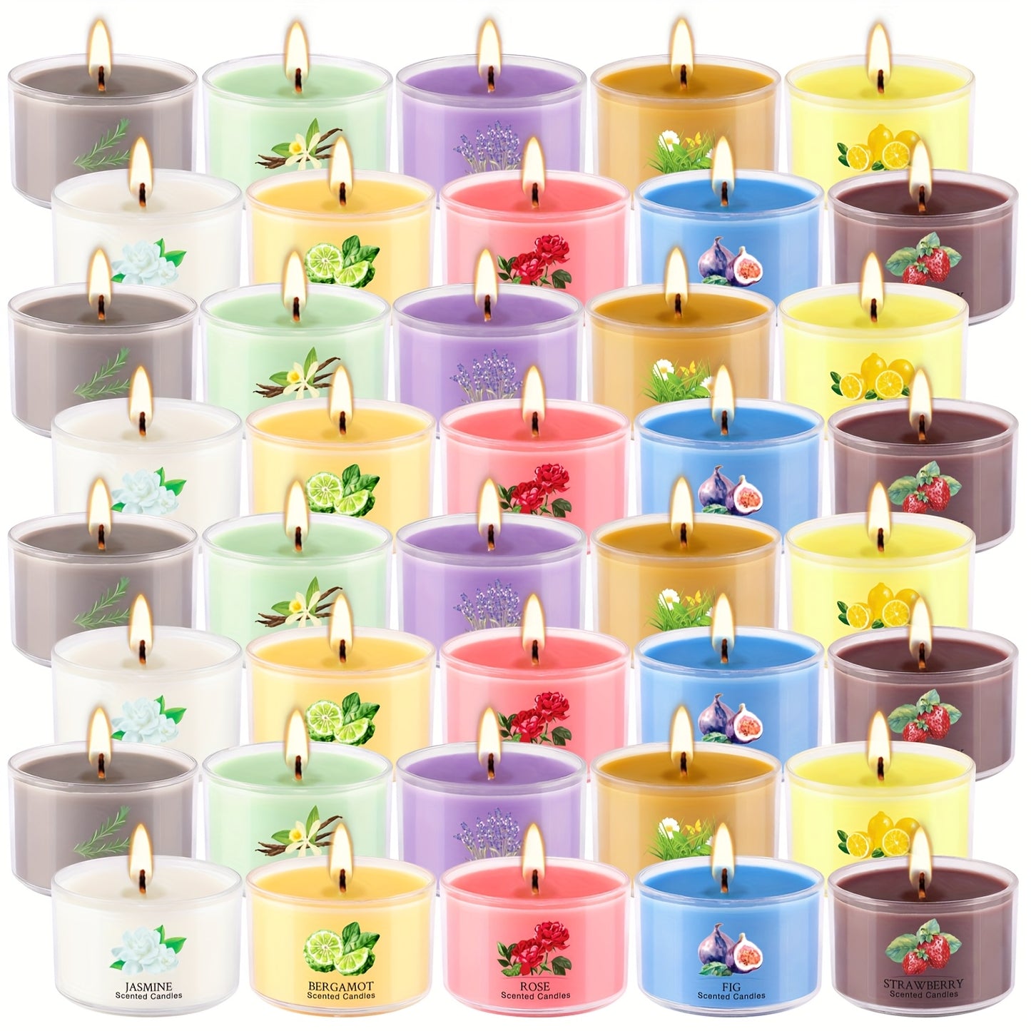 40pcs Of Colorful Tea Wax, Scented, Smoke-free, No-drip, Elegant Romantic Candles, Very Suitable for Valentine's Day, Etc., Is The Best Valentine's Day Gift for Husbands And Lovers.