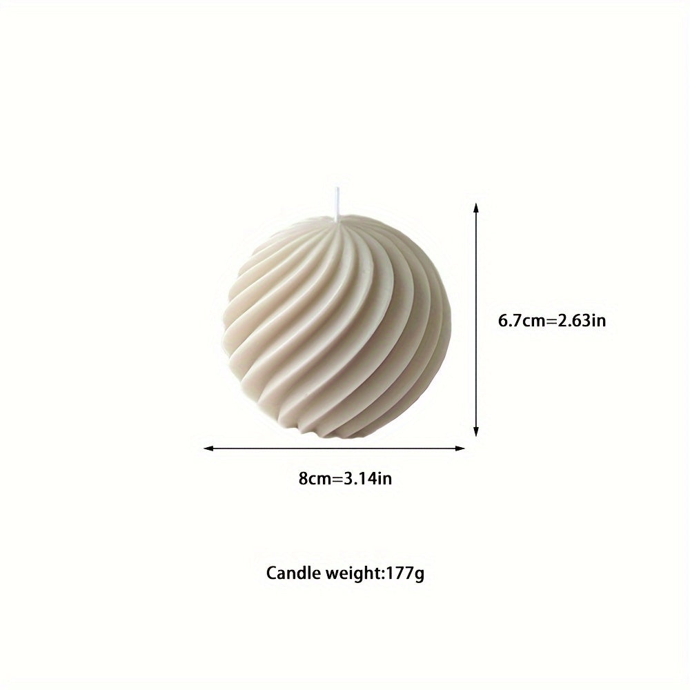 [Single Beeswax Wave Ball Candle] Minimalist Nordic Style Wave Ball Artistic Aromatherapy Candles - Single-Wick Beeswax & Soy Wax Blend, Romantic Geometric Design Candle for Indoor & Outdoor, Spice Scented, Ideal for Valentin