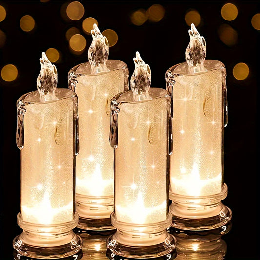 3pcs LED Flameless Candles, Crevice Pillar Candles, Battery Included, Perfect For Home Party Candlelight Dinner Valentine's Day Wedding Birthday Bedroom Decoration Halloween Christmas Gift