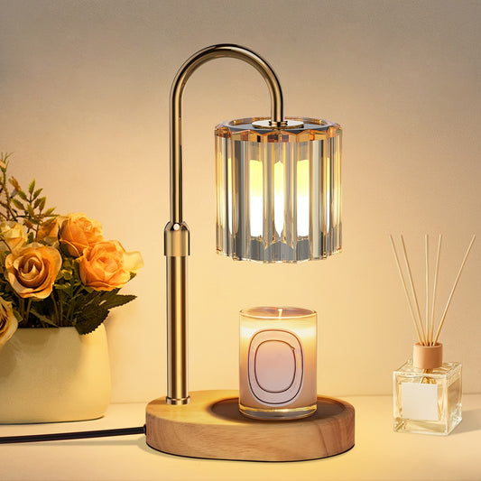 1pc Height Adjustable Candle Warmer Lamp With Timer & Dimmer, 2*50W Bulbs, Vintage Glass Electric Scented Candles Wax Melt Warmer 2-8H Timer For Home Bedroom Christms Decoration Ambiance