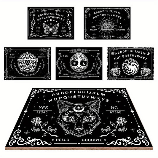 1Set Black Cat Wood Spirit Board, Wooden Talking Board Pendulum Board, With Planchette Dowsing Divination Game Kit, Spirit Hunt Meta Ysical Message Decor, Witch Stuff For Wicca Art & Craft Supplies
