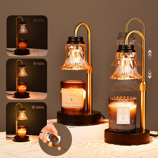 2-Pack Candle Warmer Lamp, Vintage Glass Electric Dimmable Candle Warmer Lamp with Timer And Adjustable Height/Heat, Candle Warmer Lamp for Bedroom, Scented Candles Warmer for Home Decor, Housewarming Gifts for Mom Mother Gif