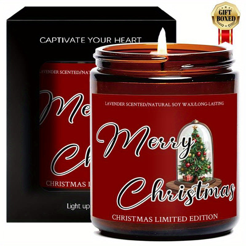 Christmas Candles, Perfect Christmas Gifts, Christmas Home Decor Decoration, Christmas Gifts for Man Woman Friends Mom Dad Son Daughter Bestie Coworker, Christmas Party Favors-1Pc Lavender Candle Ideal for Home Aromatherapy &