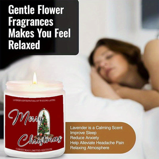 Christmas Candles, Perfect Christmas Gifts, Christmas Home Decor Decoration, Christmas Gifts for Man Woman Friends Mom Dad Son Daughter Bestie Coworker, Christmas Party Favors-1Pc Lavender Candle Ideal for Home Aromatherapy &