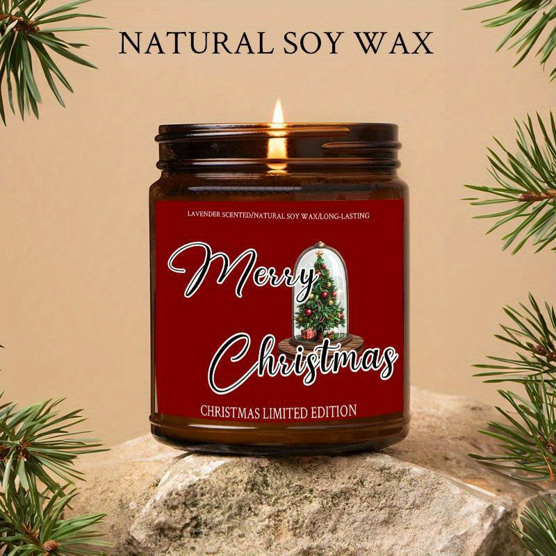 Christmas Candles, Perfect Christmas Gifts, Christmas Home Decor Decoration, Christmas Gifts for Man Woman Friends Mom Dad Son Daughter Bestie Coworker, Christmas Party Favors-1Pc Lavender Candle Ideal for Home Aromatherapy &