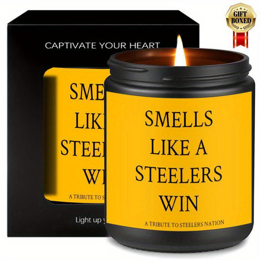 Themed Candles, Smells Like A Steelers Win, Gift for Dad, Gift for Son, Pittsburgh Gift, Pittsburgh Themed Candle, Gift for Him-1Pc Lavender Candle Ideal for Home Aromatherapy & Meditation