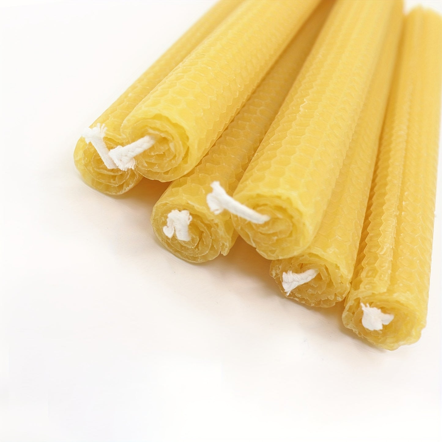 Beeswax Taper Candles 8" 6pcs Set - Natural Beeswax Hand-Rolled Beehive Texture Flat Top Candle Sticks, Natural Honey Aroma Candles For Dating, Party, Event, Gift & Home Decor