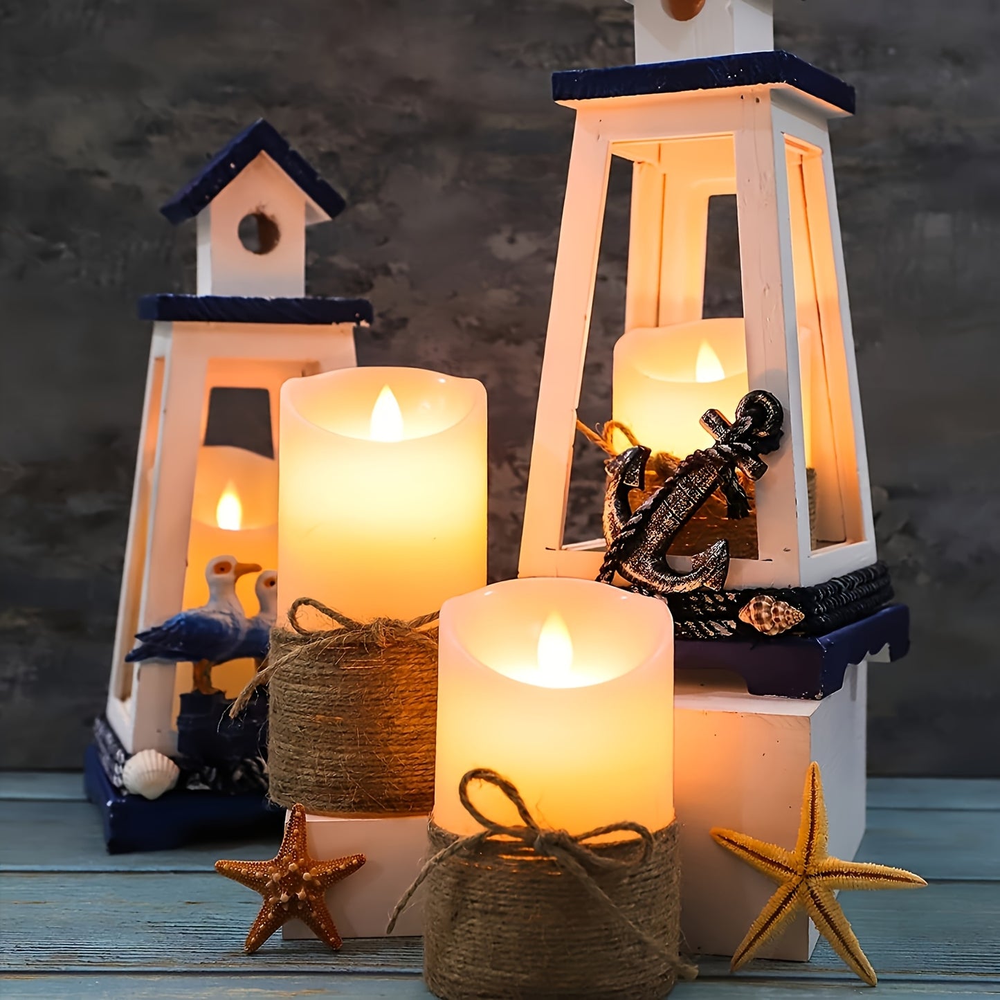 3pcs Set, Flameless Candles, Flickering LED Pillar Candles, with Remote Control, Battery-powered, with Hemp Rope, Suitable for Halloween, Home Bedrooms, Churches And Other Decorations